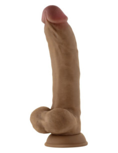 Realistyczne dildo z wibracjami i jądrami Shaft Model C 9.5 inch z płynnym silikonem Oak