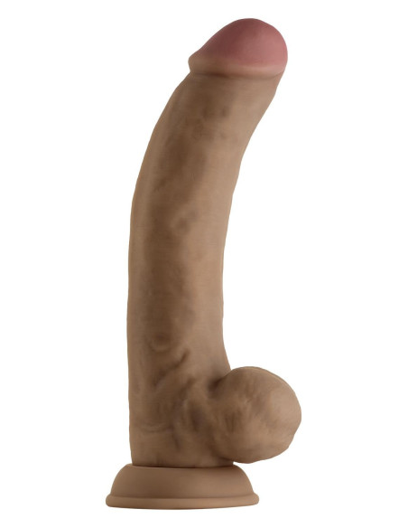 Realistyczne dildo z wibracjami i jądrami Shaft Model C 9.5 inch z płynnym silikonem Oak