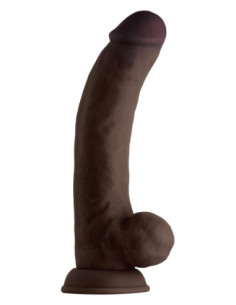 SHAFT MODEL C 9.5 INCH LIQUID SILICONE DONG WITH BALLS MAHOGANY 2