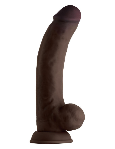 SHAFT MODEL C 9.5 INCH LIQUID SILICONE DONG WITH BALLS MAHOGANY