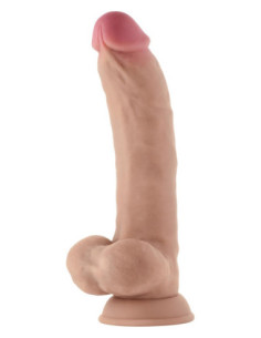 Realistyczne dildo z wibracjami i jądrami Shaft Model C 9.5 inch z płynnym silikonem Pine