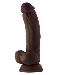 SHAFT MODEL C 7.5 INCH LIQUID SILICONE DONG WITH BALLS MAHOGANY