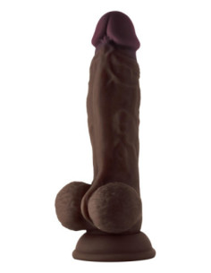 SHAFT MODEL A 9.5 INCH LIQUID SILICONE DONG WITH BALLS MAHOGANY