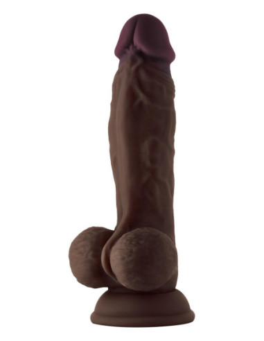 Realistyczne dildo z wibracjami i jądrami Shaft Model A 9.5 inch z płynnym silikonem Mahogany