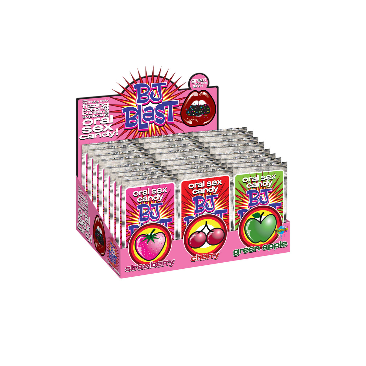 ssasaPIPEDREAM BJ BLAST DISPLAY - STRAWBERRY - CHERRY - APPLE 36 PCS