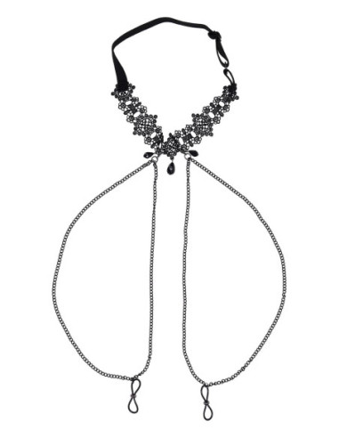 SPORTSHEETS SEX AND MISCHIEF LACE COLLAR WITH NIPPLE TIES