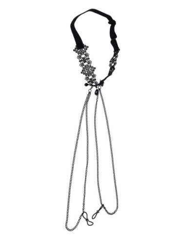 SPORTSHEETS SEX AND MISCHIEF LACE COLLAR WITH NIPPLE TIES