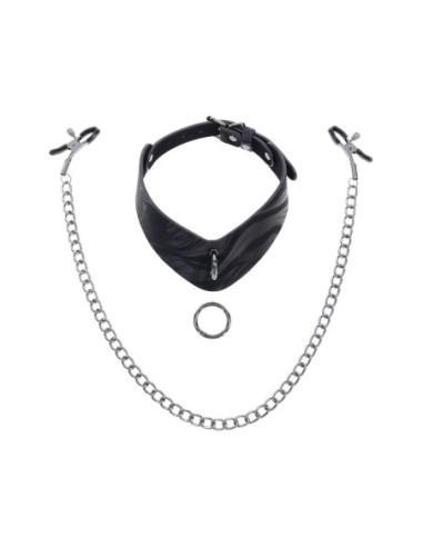SPORTSHEETS VELVET NOIR COLLAR & REMOVABLE CLAMPS
