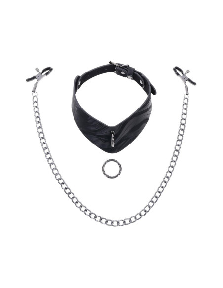 SPORTSHEETS VELVET NOIR COLLAR & REMOVABLE CLAMPS