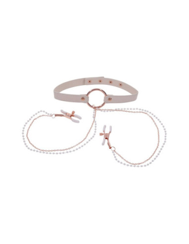 PEACHES ‘N CREAME COLLAR WITH NIPPLE CLAMPS