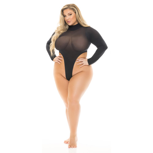 HIGH AF OPEN BACK TEDDY BLACK, PLUS SIZE