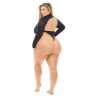 HIGH AF OPEN BACK TEDDY BLACK, PLUS SIZE