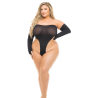 HIGH AF 2PC GLOVES & TEDDY SET BLACK, PLUS SIZE