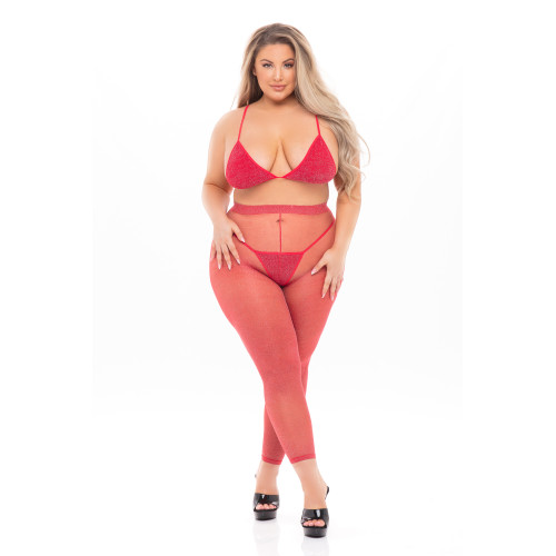 TALL ORDER 3PC LEGGING SET RED, PLUS SIZE