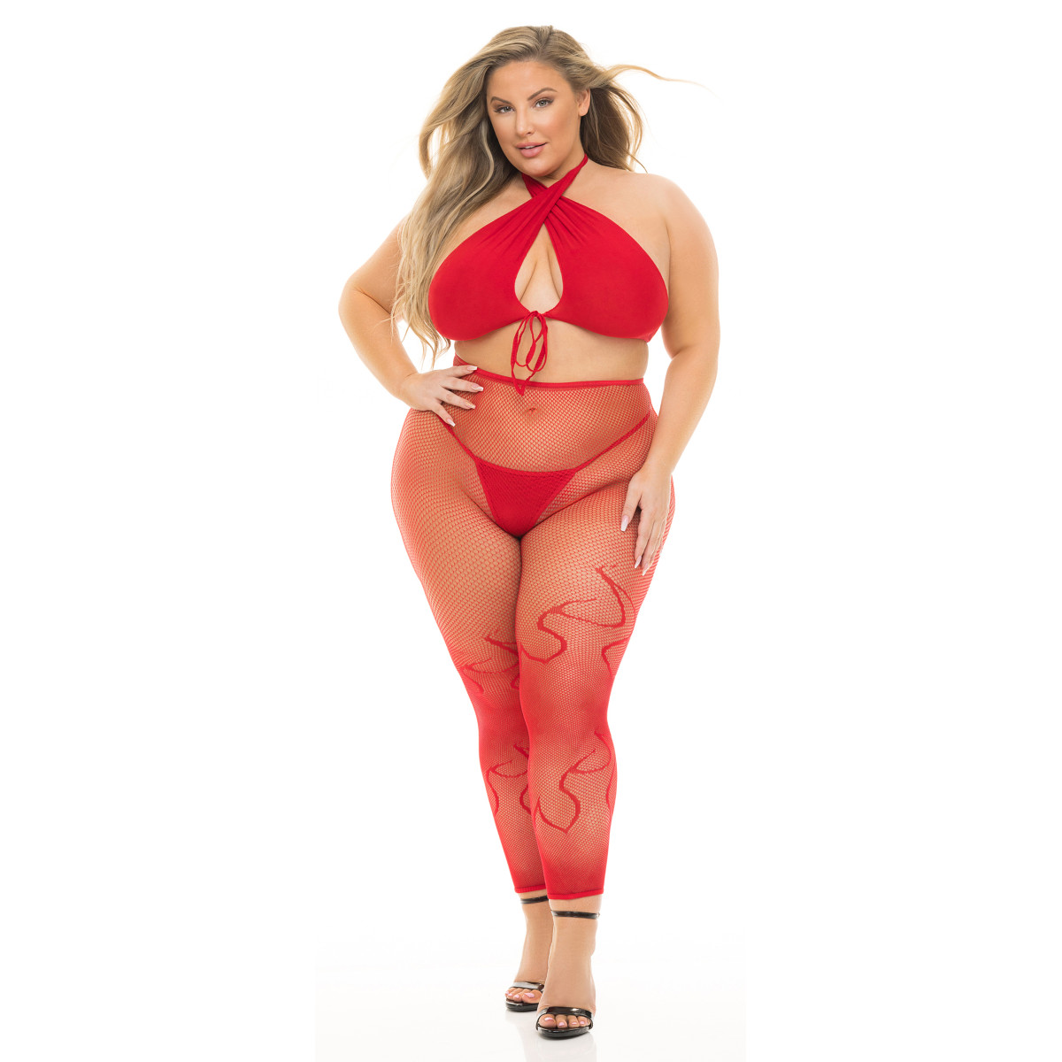 GIVES YOU HELL 3PC SET RED, PLUS SIZE