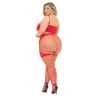 SET THE TONE 3PC FISHNET SET RED, PLUS SIZE