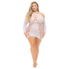 ANIMAL INSIDE HALTER DRESS WHITE, PLUS SIZE