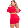 STOP & STARE 2PC SKIRT SET RED, 3XL/4XL