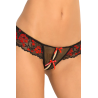 CROTCHLESS LACE THONG WITH BOWS RED, M/L