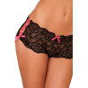CROTCHLESS LACE SIDE TIE BOYLEG BLACK, S/M