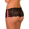 CROTCHLESS LACE SIDE TIE BOYLEG BLACK, S/M