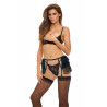 BOMBSHELL BOUDOIR V WIRE 3 PC SET BLACK, L