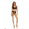 BOMBSHELL BOUDOIR PEEK A BOO WIRE 3 PC SET BLACK, L