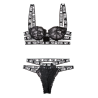 NOT YOUR BITCH LACE CAGE BRA & CUT-OUT PANTY BLACK, L/XL