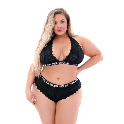 NOT YOUR BITCH LACE BRALETTE & CHEEKY PANTY BLACK, QS