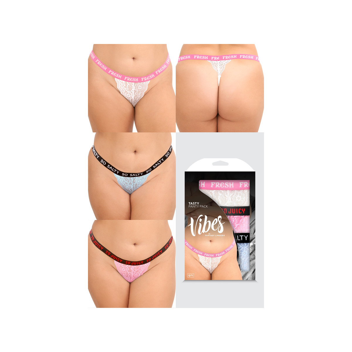 TASTY VIBES PANTY PACK 3 PAIRS OF LACE THONG PANTIES, QS