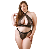 KYLIE LACE BRALETTE & OPEN BACK PANTY BLACK, 3X/4X