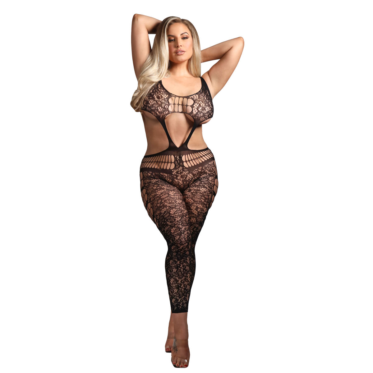 CHASE THE FEELING BODYSTOCKING WITH CUT-OUT BODICE BLACK, QS