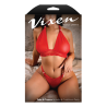 TAKE A CHANCE LACE AND MESH HALTER BRALETTE & PANTY RED, L/XL