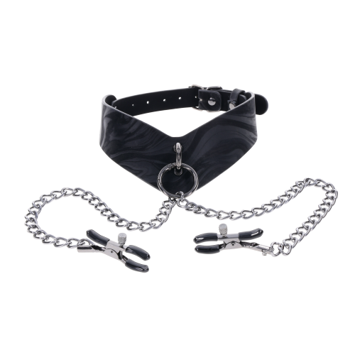 SPORTSHEETS VELVET NOIR COLLAR & REMOVABLE CLAMPS