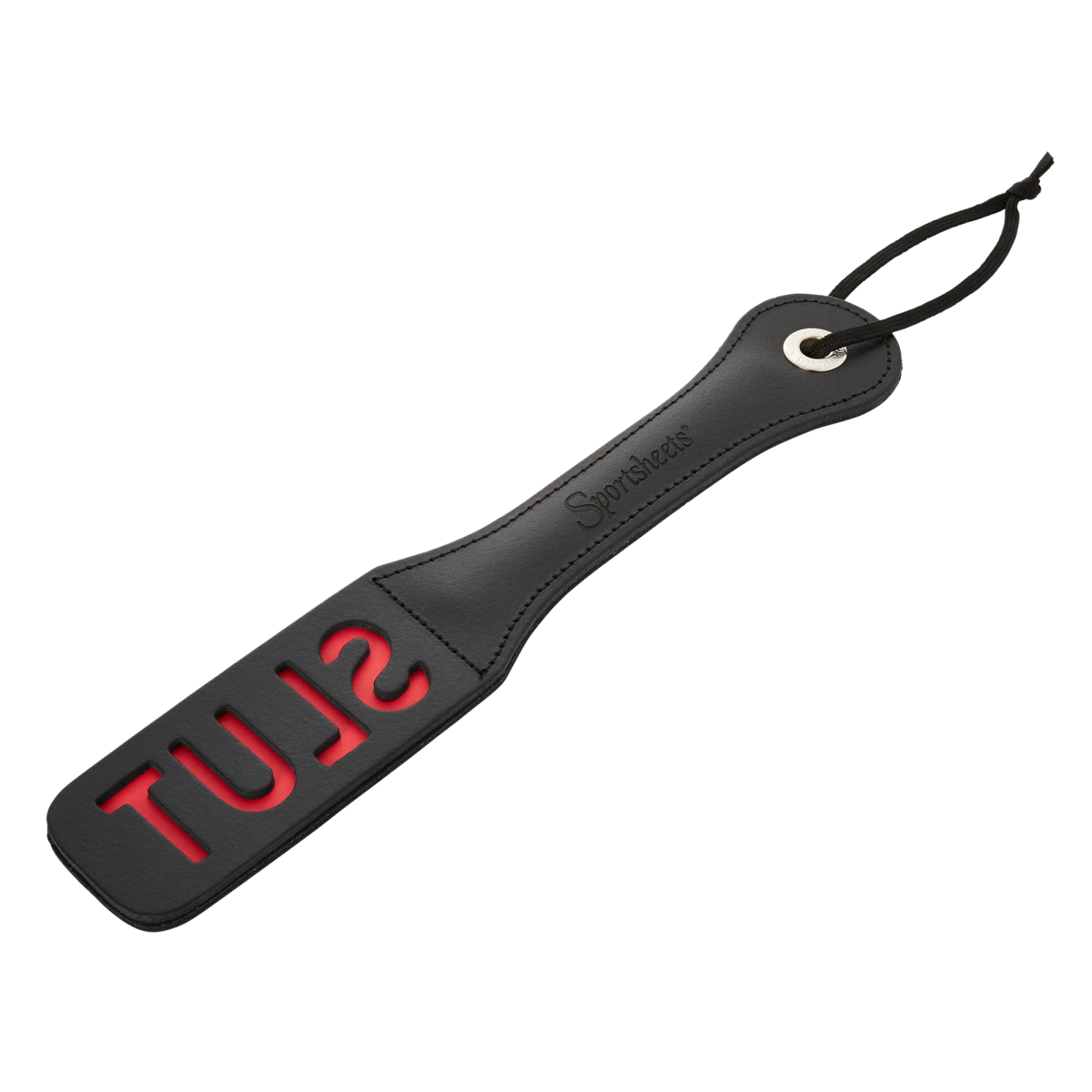 SPORTSHEETS 12 INCH LEATHER SLUT IMPRESSION PADDLE