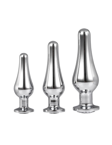 Zestaw 3 stożkowych zatyczek analnych Gleaming Love Silver - Sklep erotyczny Intymnosc24.pl