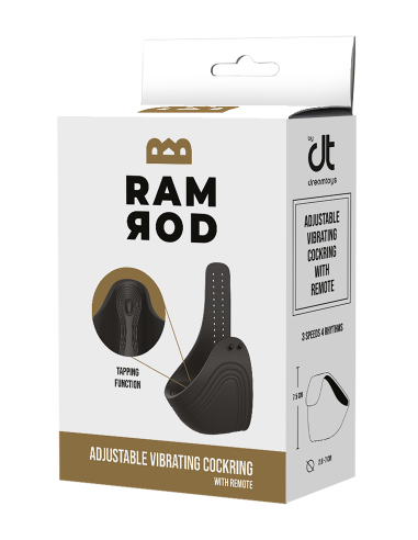 RAMROD ADJUSTABLE VIBRATING COCKRING WITH REMOTE BLACK