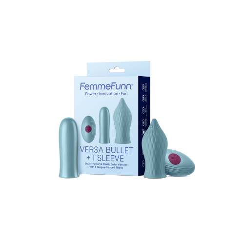 Jasno niebieski bezprzewodowy zdalny wibrator Bullet Versa FemmeFunn with T Sleeve - Sklep erotyczny Intymnosc24.pl