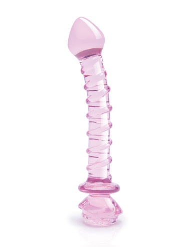 GLAZE GLASS ROSEBUD SPIRAL G-SPOT DILDO