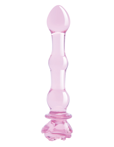 GLAZE GLASS ROSEBUD BEADED DILDO