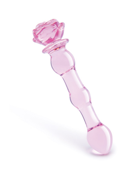 GLAZE GLASS ROSEBUD BEADED DILDO