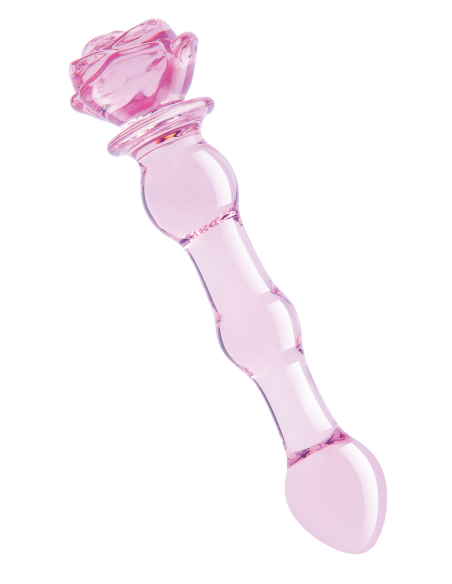 GLAZE GLASS ROSEBUD BEADED DILDO