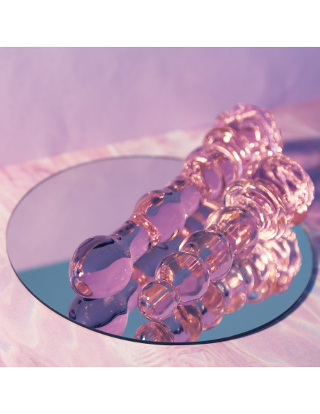 GLAZE GLASS ROSEBUD BEADED DILDO