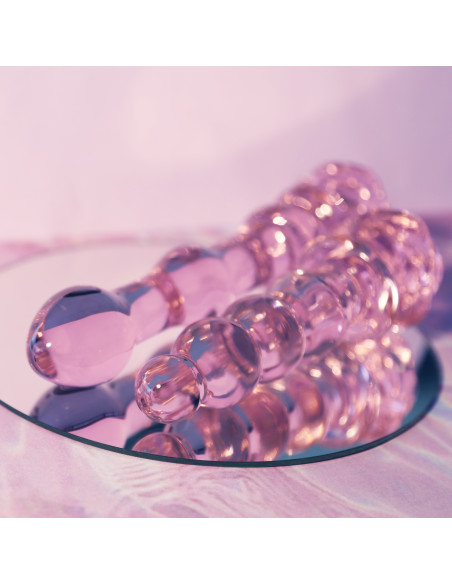 GLAZE GLASS ROSEBUD BEADED DILDO