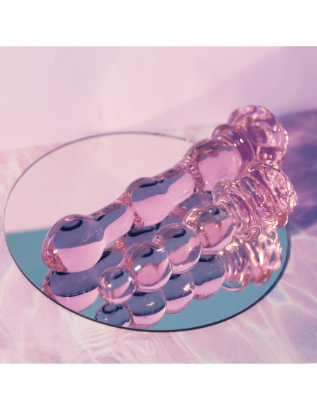 GLAZE GLASS ROSEBUD BEADED DILDO