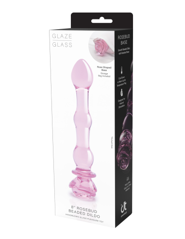 GLAZE GLASS ROSEBUD BEADED DILDO
