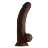 Realistyczne dildo z wibracjami i jądrami Shaft Model C 9.5 inch z płynnym silikonem Mahogany - Sklep erotyczny Intymnosc24.pl