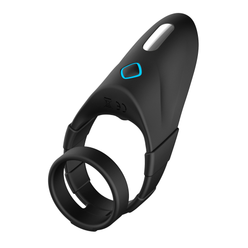 FORTO F-48 VIBRATING PERINEUM DOUBLE C-RING BLACK