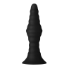 FORTO VIBRATING RIBBED PLUG WITH REMOTE CONTROL SMALL BLACK