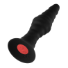 FORTO VIBRATING RIBBED PLUG WITH REMOTE CONTROL SMALL BLACK